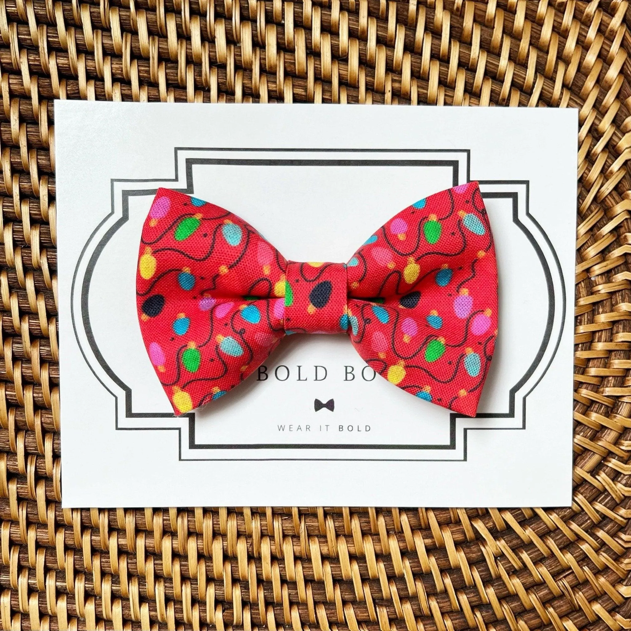 Red Christmas Lights Bow for Dog Collar and Cat Collar