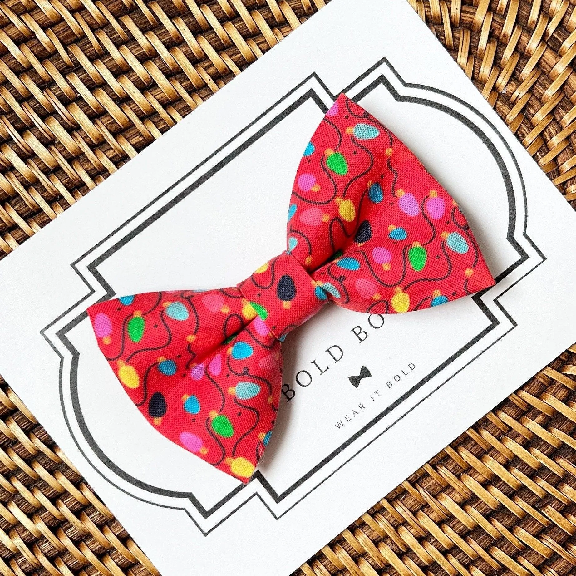 Red Christmas Lights Bow for Dog Collar and Cat Collar