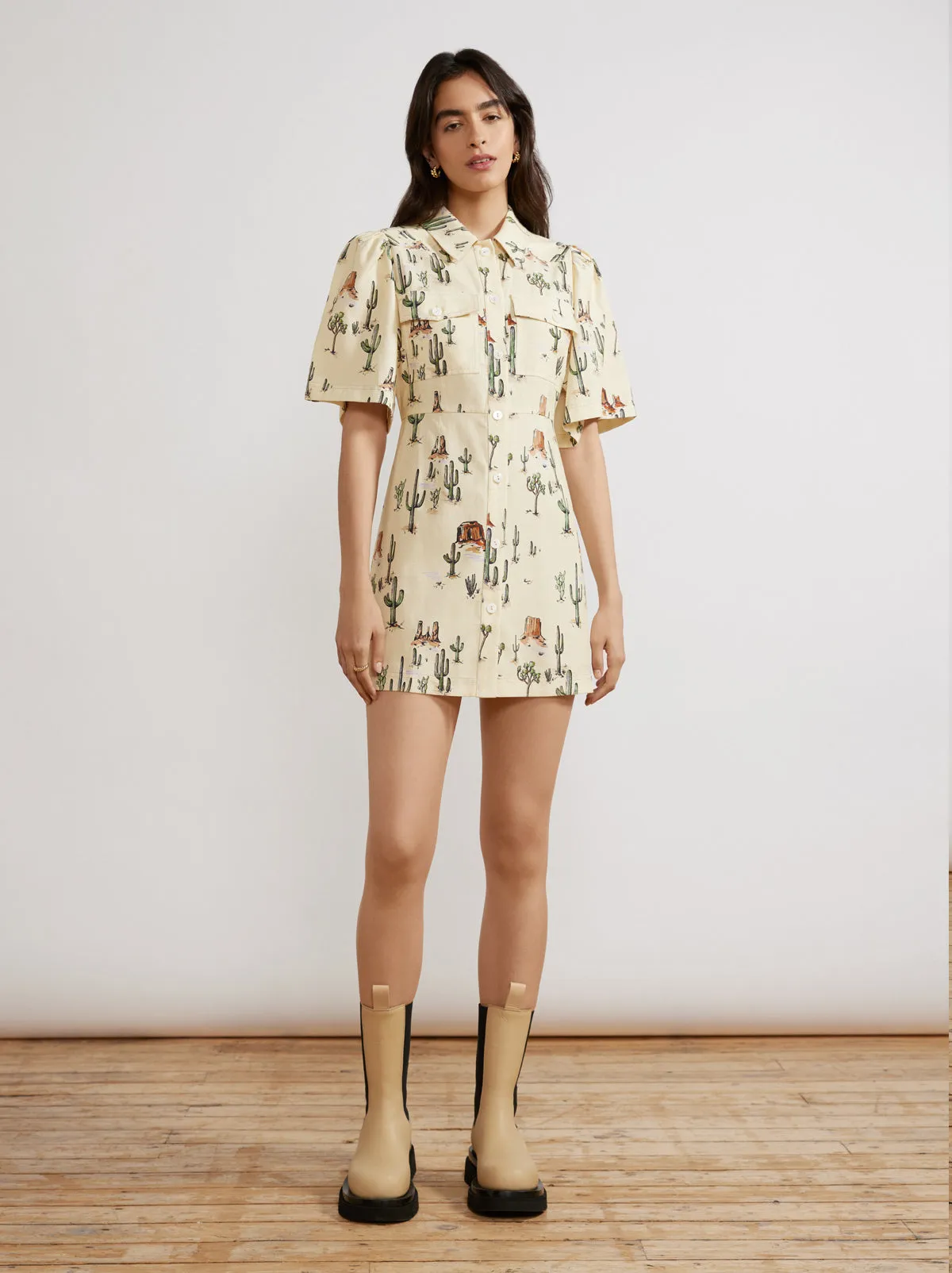 Shania Joshua Tree Print Mini Dress