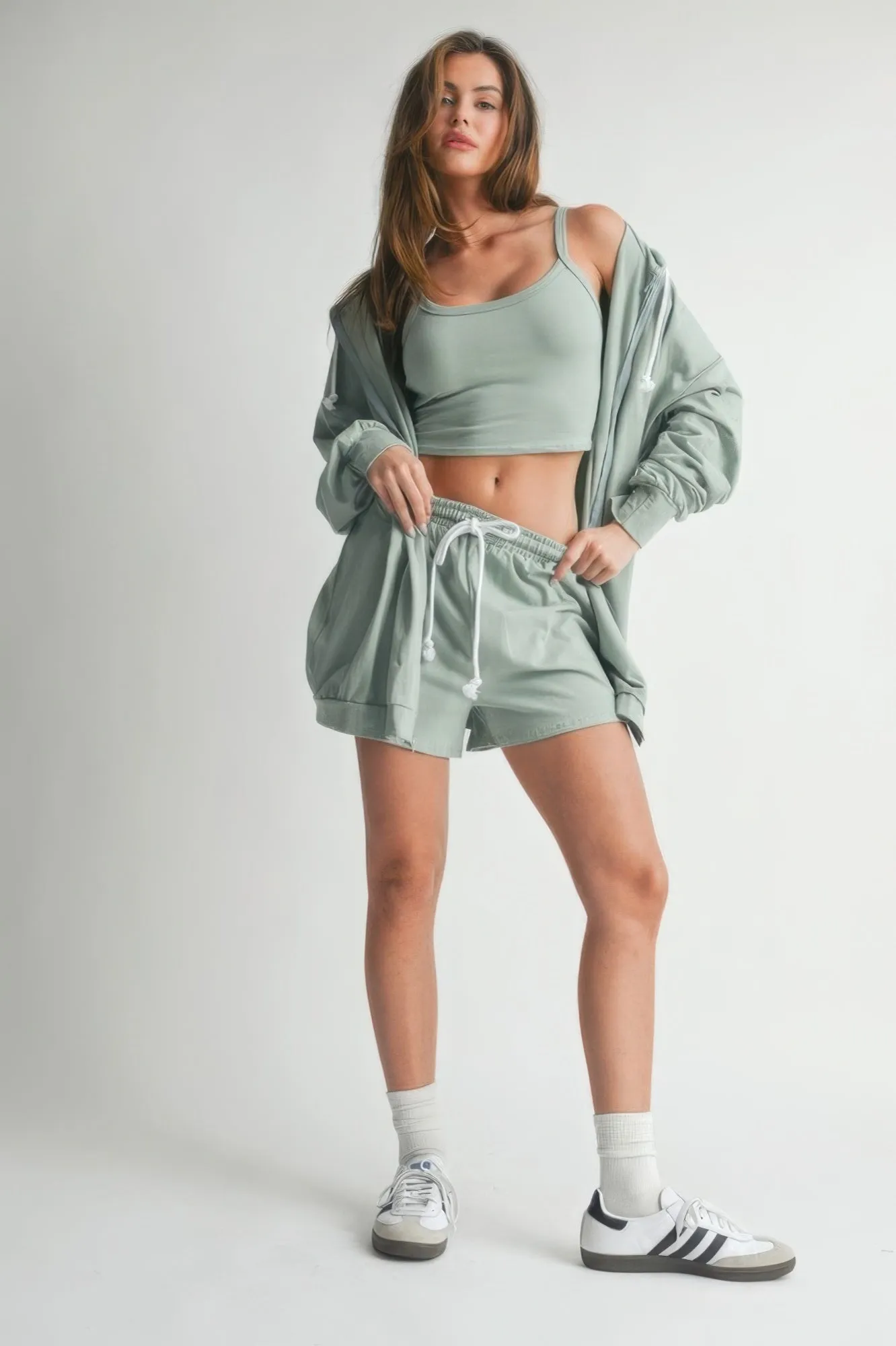 Soft Cotton 3Pc Crop Top Sweater Set