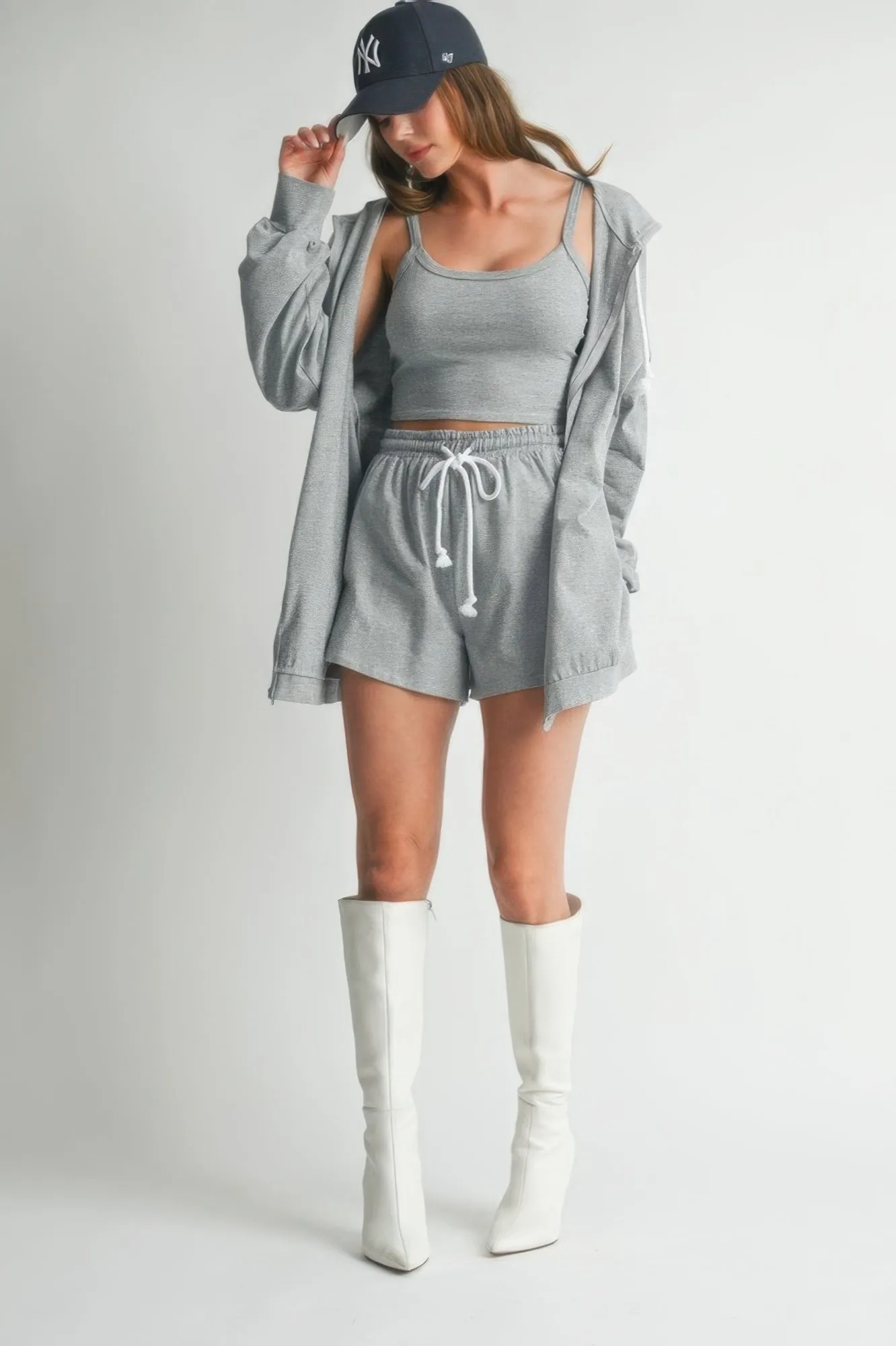 Soft Cotton 3Pc Crop Top Sweater Set