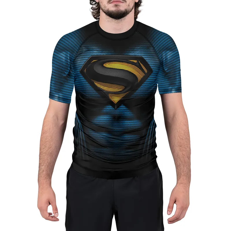 Superman Cosmic Emblem Men's Short Sleeve Rash Guard