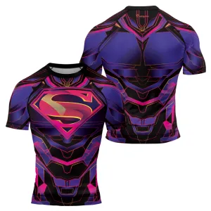 Superman Neon Emblem Men's Short Sleeve Rash Guard