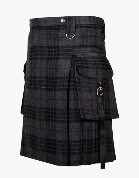 TARTAN GOTHIC Punk Utility Kilt Night Watch