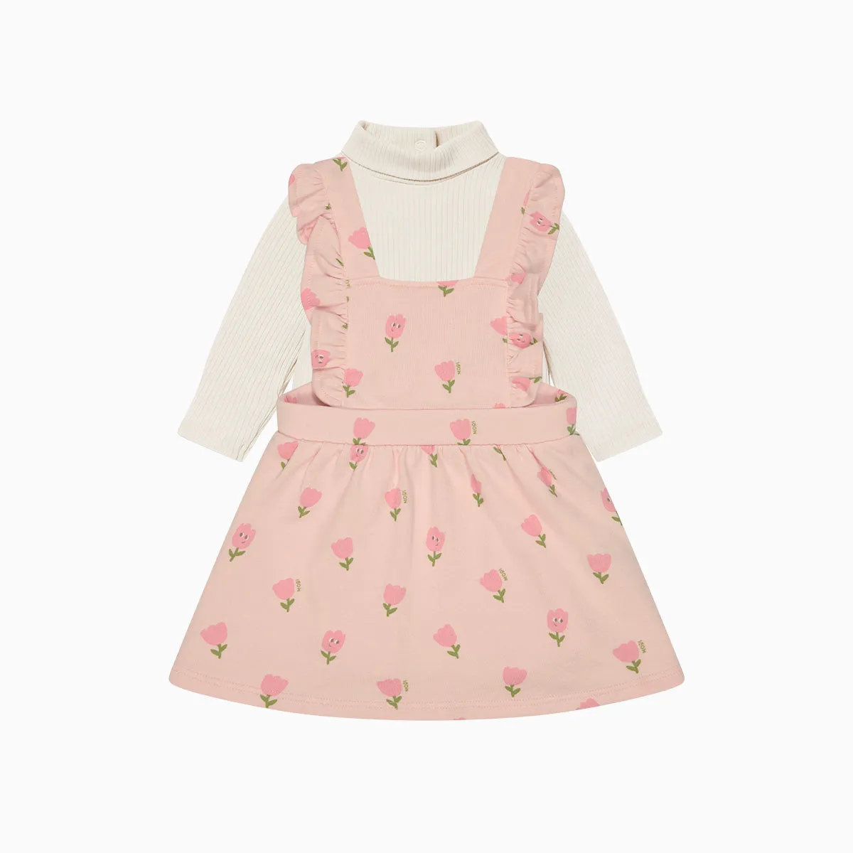 Tiny Tulips Pinafore Dress & Rollneck Bodysuit Outfit
