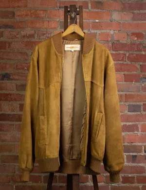 Vintage Lauer Leathers Suede Bomber Jacket Tan Size 46L