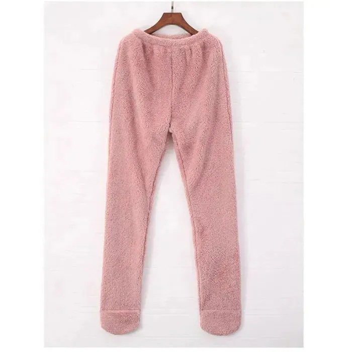 Women Coral Fleece Socks Leggings Winter Warm Sleepwear Ankles Knees Guard Women Home Pants Thick Pajamas Pant